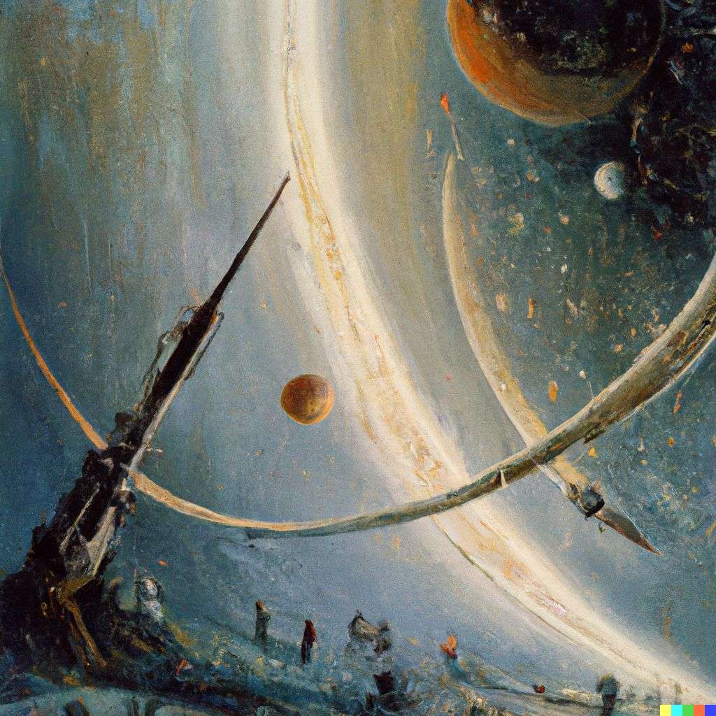 the discovery of gravity, painting by Bruce Pennington